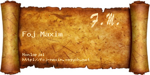 Foj Maxim névjegykártya